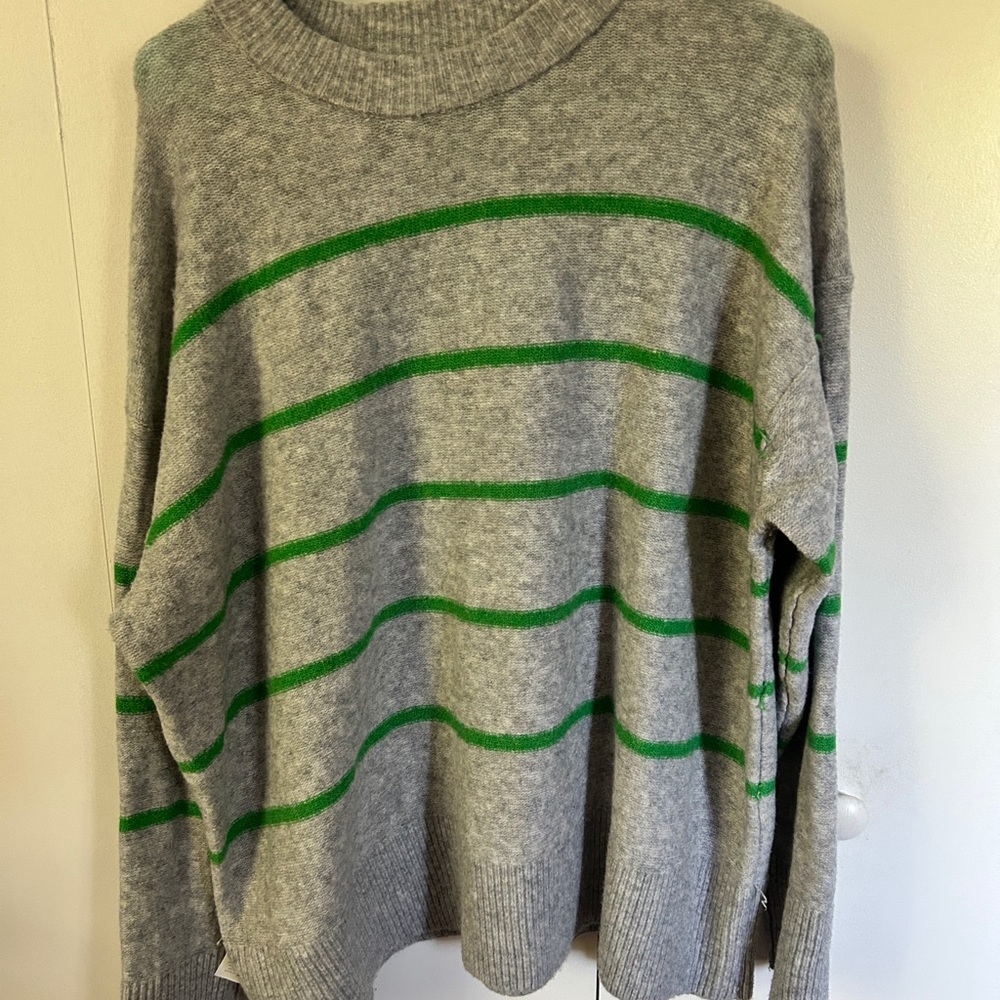Aerie Gray and Green Striped Women's Sweater